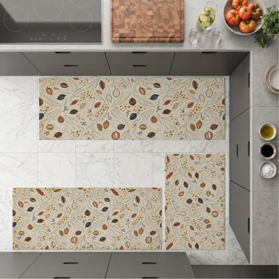 Botanical Leaf Non-Slip Washable Kitchen Mats