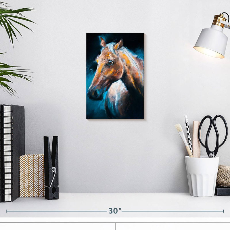 Portrait de cheval brun Brampt, H 12 po x l 8 po