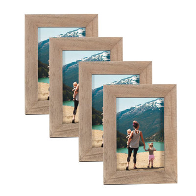 5.5" Brown Wood Picture Frame for Living Room – Set of 4