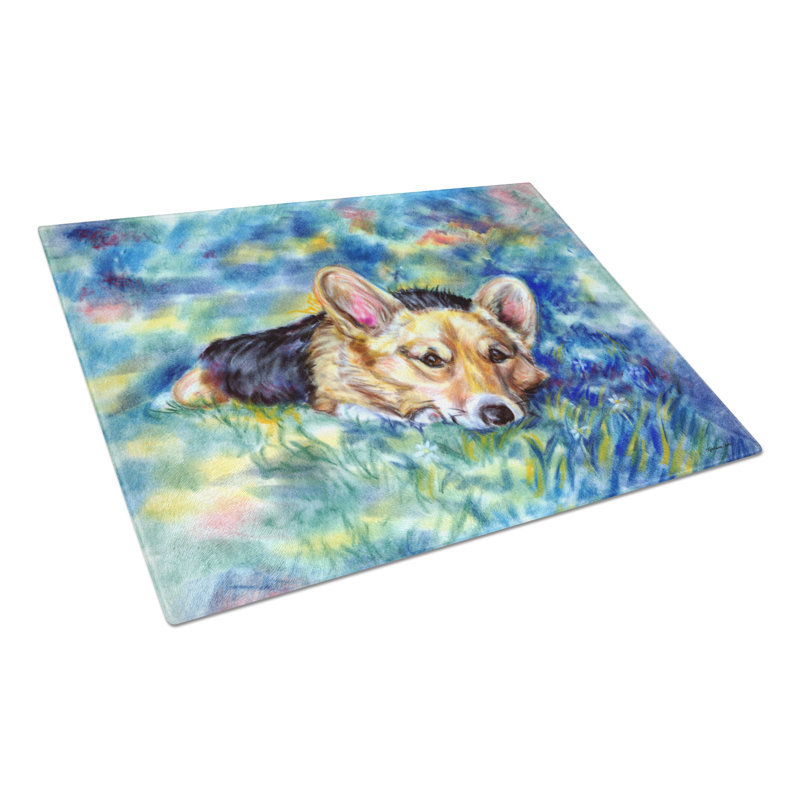 Planche à découper tuckered à corgi en verre trempé caroline