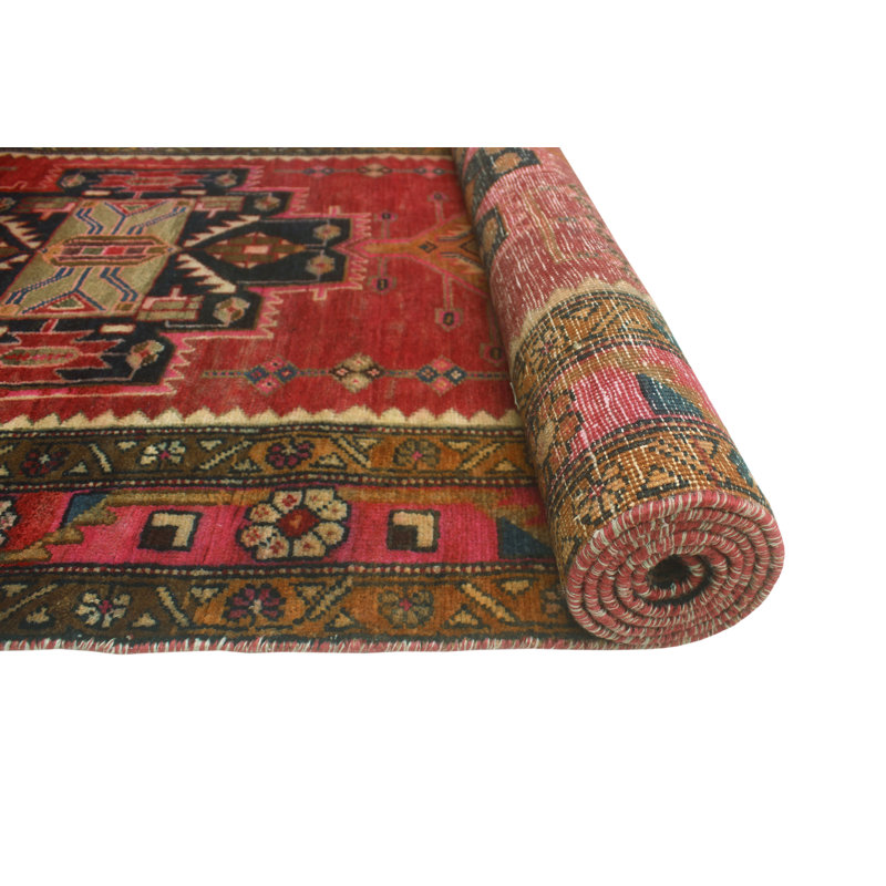 One-of-a-Kind 3'7" X 11'2" 1980s Runner Wool Area Rug in