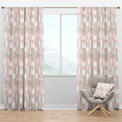 Panneau de rideau simple semi-diaphane avec passe-tringle Mid-Century Circular III