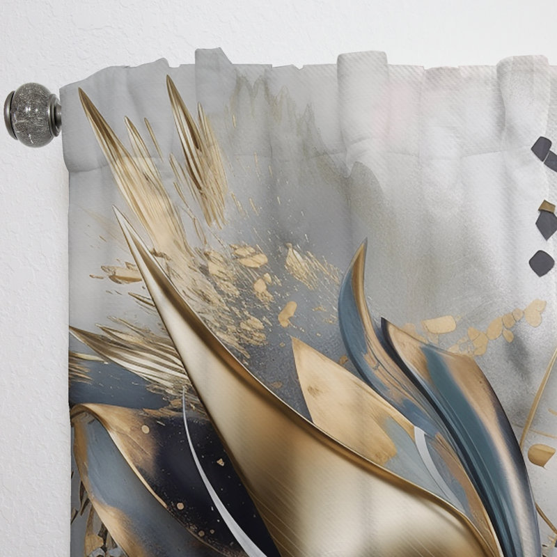 Abstract Shapes And Lines IV - Modern Velvet Curtain - Room Darkening - 1 panel, 52" W x 120" L