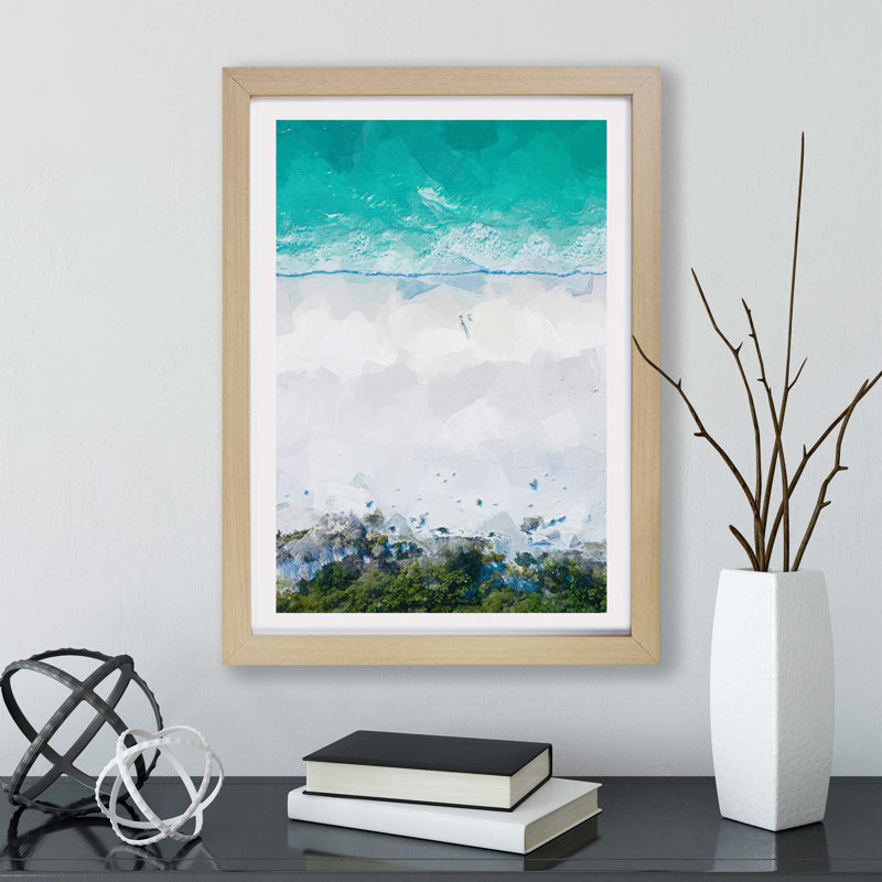Walking on the Beach - Framed Print, Oak, 45cm H x 63cm W x 2cm D