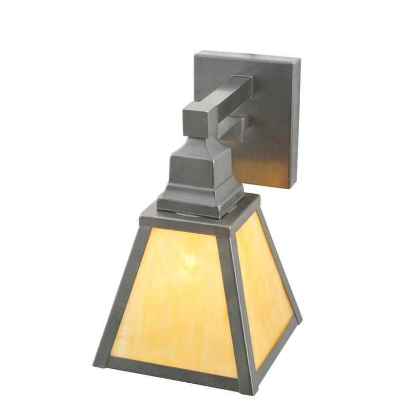 Mission Bronze 6.5" Dimmable Wall Sconce with Art Glass