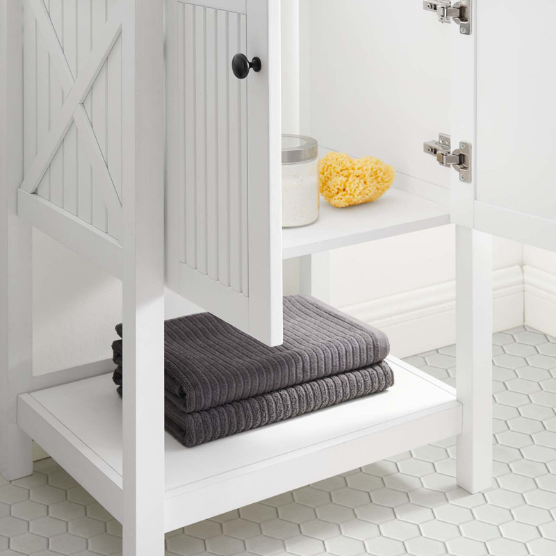 White Wood 23" Freestanding Bathroom Vanity Cabinet