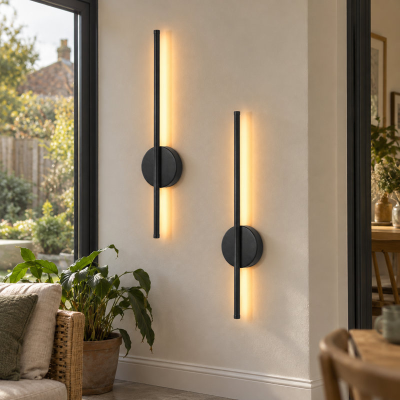 LED Battery Powered Armed Sconce, Black