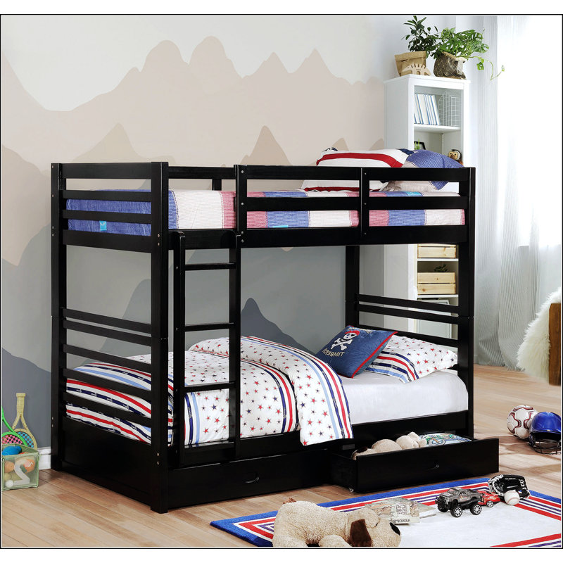 Classic Design Twin Over Twin Bunk Bed, Twin Over Twin, Black