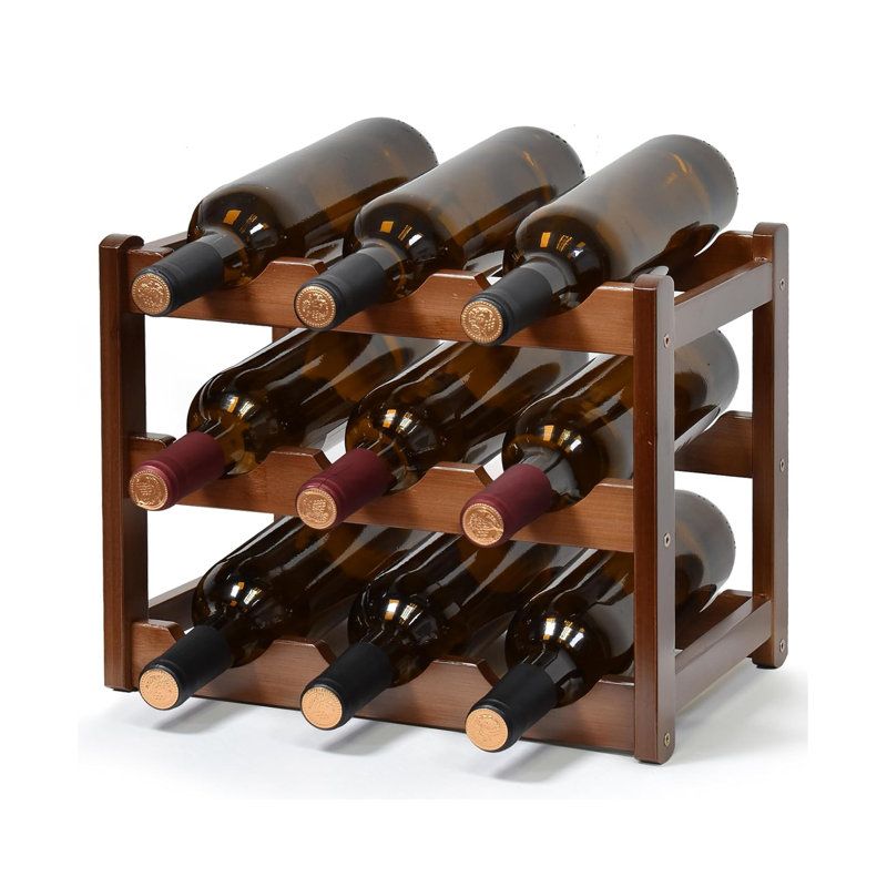 Epinal Bamboo Wine Bottle & Glass Rack in Brown