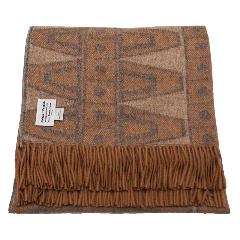 Jeté réversible 100% Baby Alpaca, Rouge / gris / blanc / argent géométrique, L 72 po x l 54 po