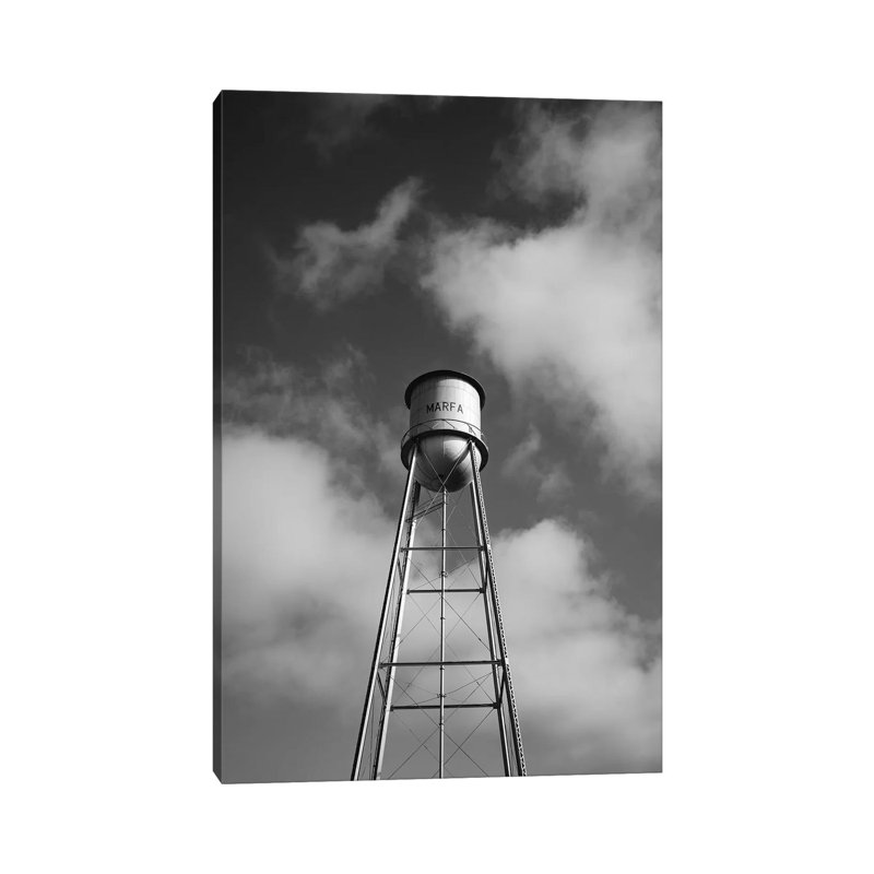 Monochrome Marfa Water Tower by Bethany Young - Print on Canvas, Wrapped Canvas, 152.5 cm H x 101.5 cm W x 3.175 cm D