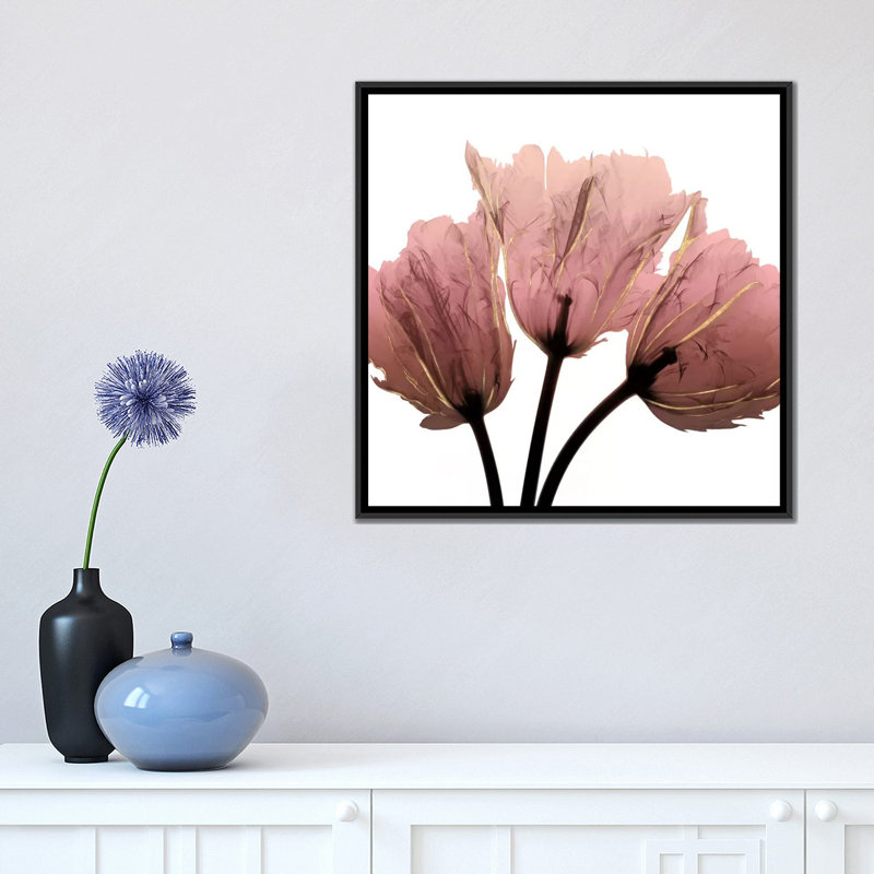 « alizarin splendor ii », impression sur toile, H 18 po x l 18 po x P 1,5 po, Toile avec cadre noir, Pas de tapis