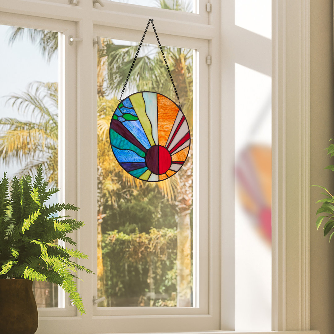 12.75"H Serenity Earth Elements Stained Glass Window Panel Latitude Run®