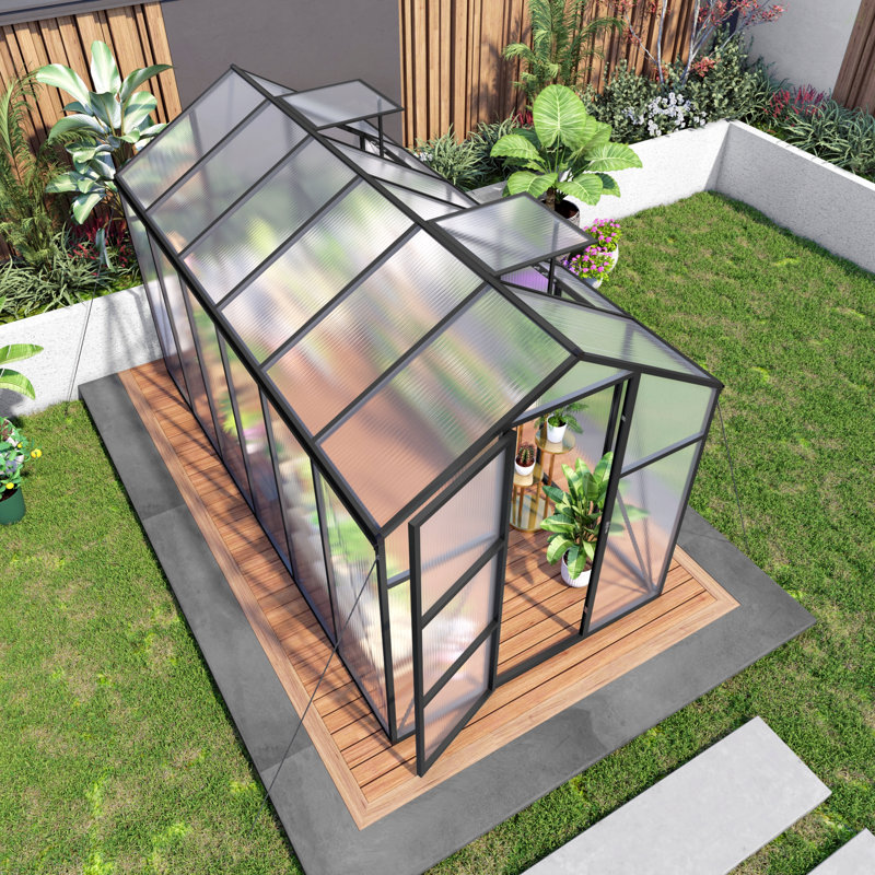 6X12ft Walk-In Outdoor Greenhouse - Polycarbonate Garden Greenhouse With Sturdy Aluminum Frame, Adjustable Vents, Lockable Door & UV Protection For Backyard