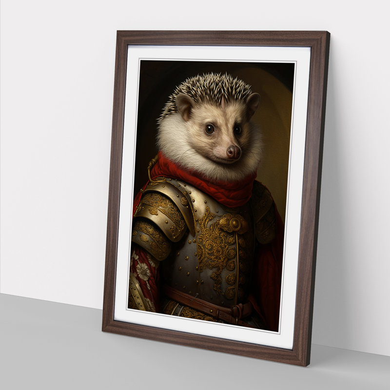 Hedgehog Renaissance - Framed Print, 46cm H x 34cm W x 2cm D, Walnut