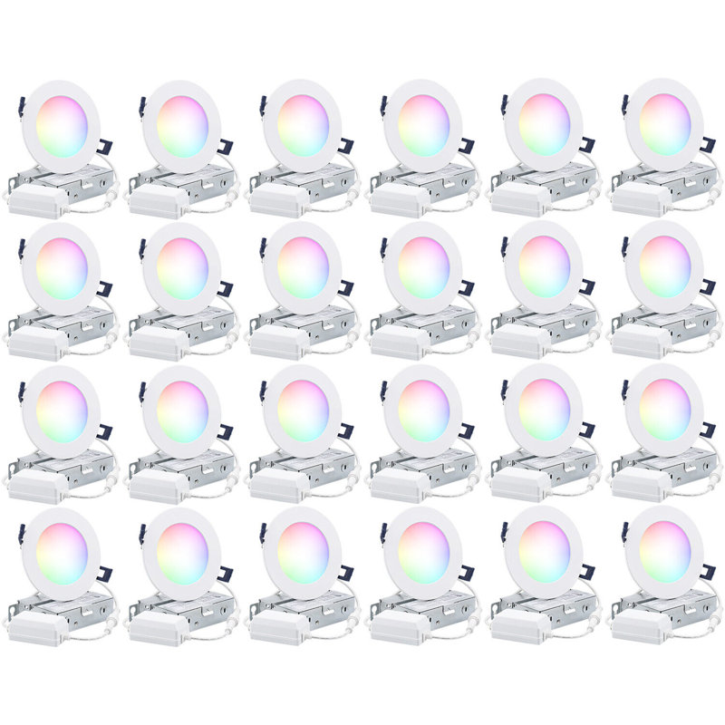 4 Inch 8W LED RGBCW Smart Recessed Lighting, Alexa/Google/Siri Compatible