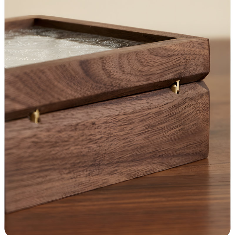 Boîte à bijoux en bois avec design Magnolia - Organisateur de rangement élégant pour boucles d'oreilles, bracelets, colliers - Cadeau spacieux