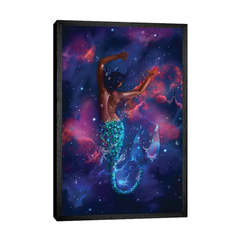 Dream Big Little Mermaid by Stephanie Sanchez - Print on Canvas, 66.04 cm H x 45.72 cm W, Black Framed