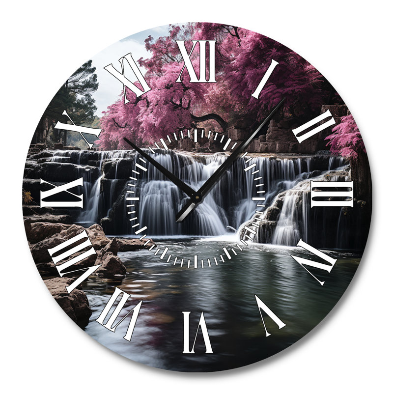 Horloge murale rose et grise, Grand