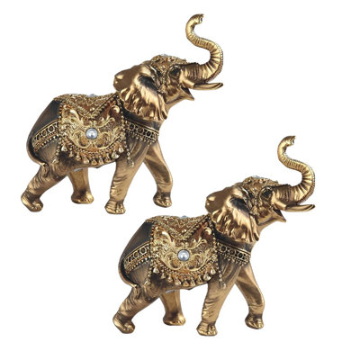 "Ensemble de 2 pièces" ICE ARMOUR Éléphant thaïlandais de 6 po avec tronc et figurine ornement décoratif pour la maison / la pièce et des idées de cadeaux parfaits pour le réchauffement de la maison, les fêtes et les anniversaires