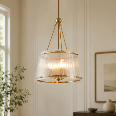 Luminaire suspendu simple 4 lumières avec abat-jour en verre transparent