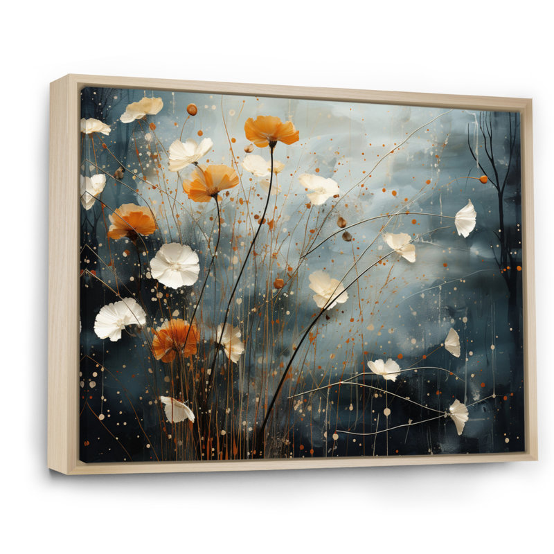 Coral Dandelion Floral Symphony III sur impression sur toile, H 30 po x l 40 po x P 1,5 po, Cadre naturel flottant