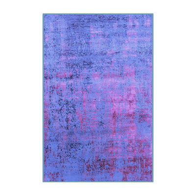 Tapis oriental en laine / polyester tissé à la machine en bleu