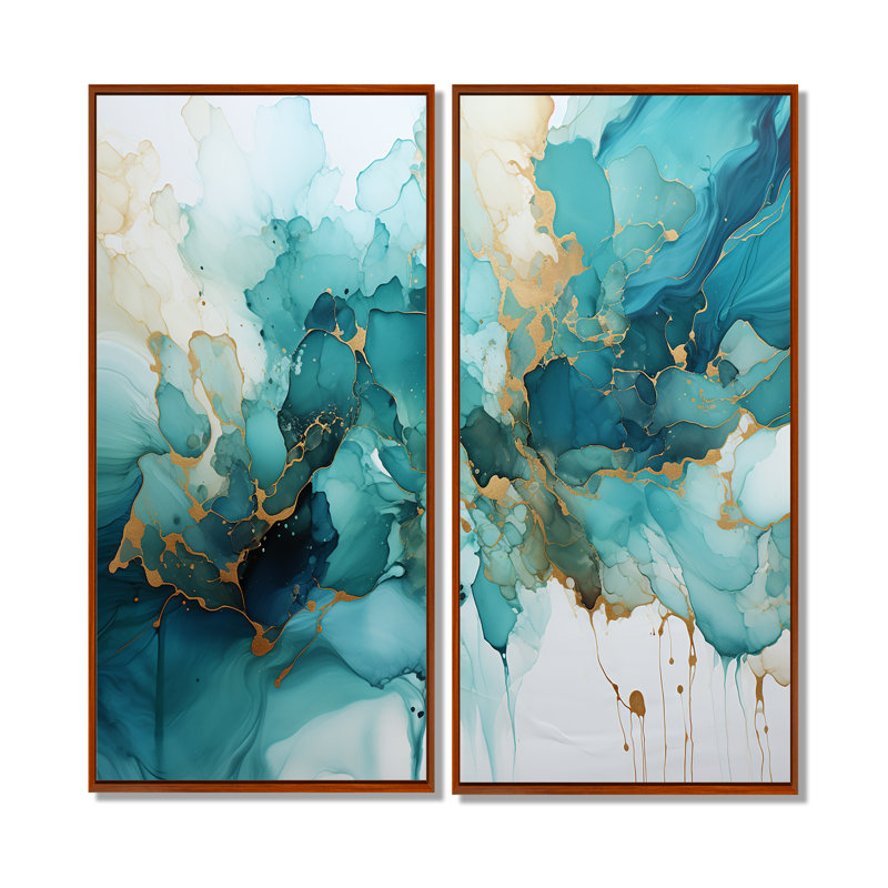 Claranell - Art mural moderne 2 pièces, 40" H x 40" W, Brown, Impression encadrée flottante