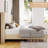 Upholstered Bed Frame with Vertical Channel Tufted Wingback Headboard-1953073820