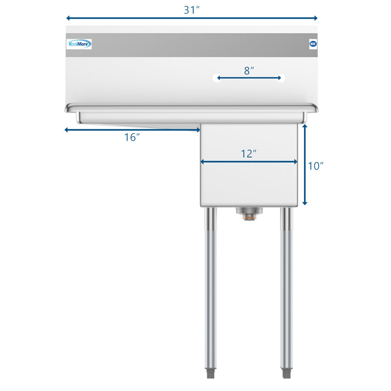 31 " L x 22 " W Silver Freestanding Service Sink