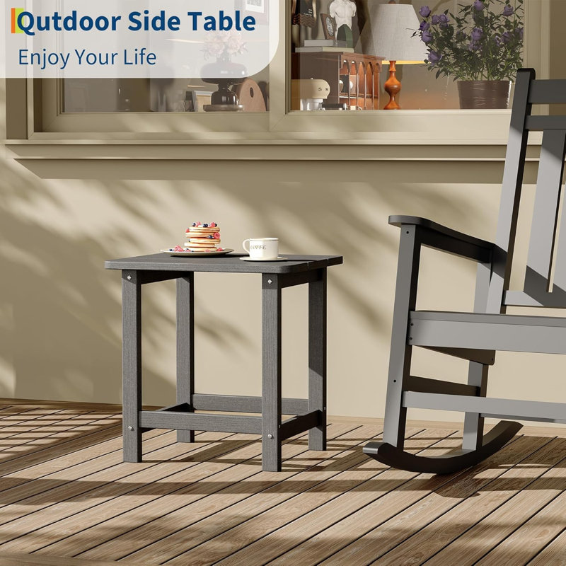 Square HDPE All-Weather Side Table, Durable Outdoor Patio End Table Built to Last, Resists Fading and Moisture for Beach or Porch, Features Simple Assembly, a Sturdy and Versatile Companion