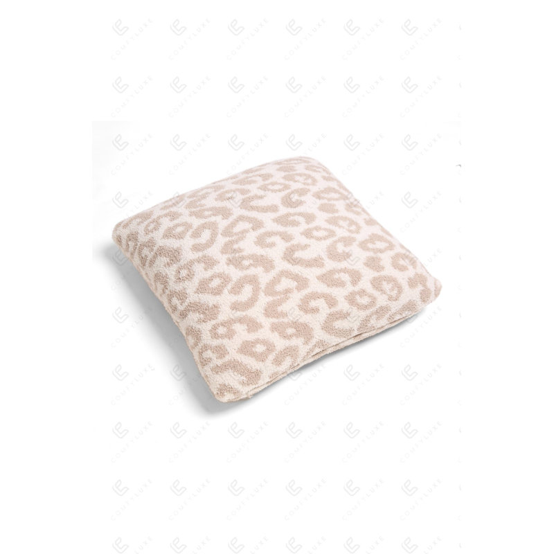 Housse de coussin luxueuse à motif léopard - Beige, Beige / Blanc