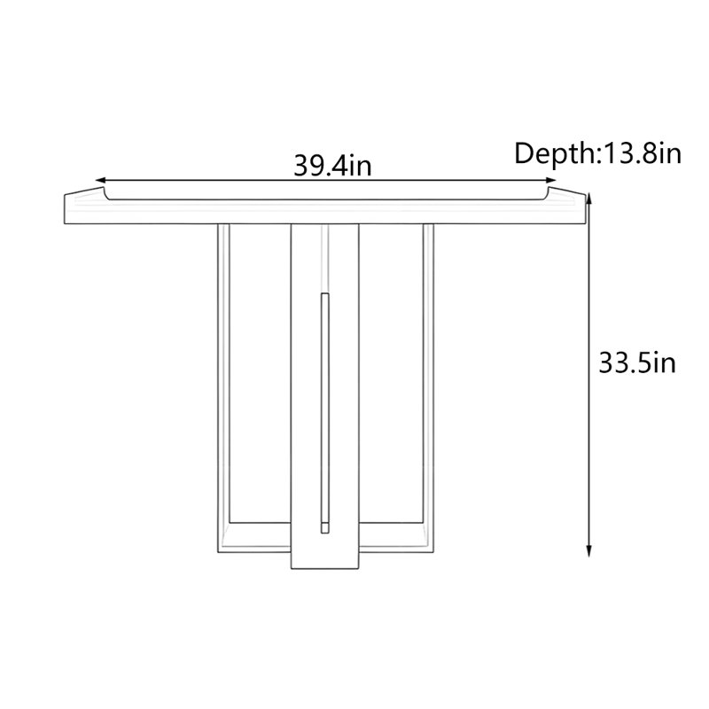 Nouvelle table d'entrée de style chinois, H 33,5 po x l 39,4 po x P 13,8 po, Noyer brun, Noir