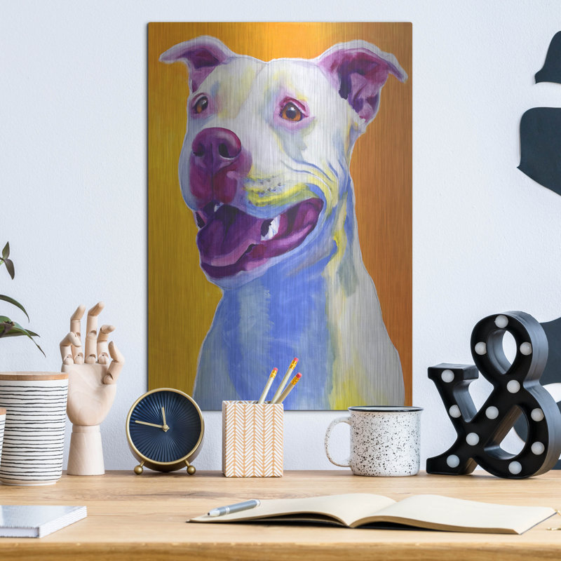 Red Barrel Studio «Pit Bull - Honey» par Dawg Painter, art mural en métal, H 16 po x l 12 po