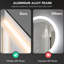 Miroir de salle de bain 35 po x 28 po avec lumières à DEL, brouillard, intensité variable, température de couleur réglable, mémoire, fixation murale, horizontal / vertical, Cri90 +, résistant à l'eau, imperméable à l'eau IP44, envers en alliage d'aluminium, IP44, aluminium