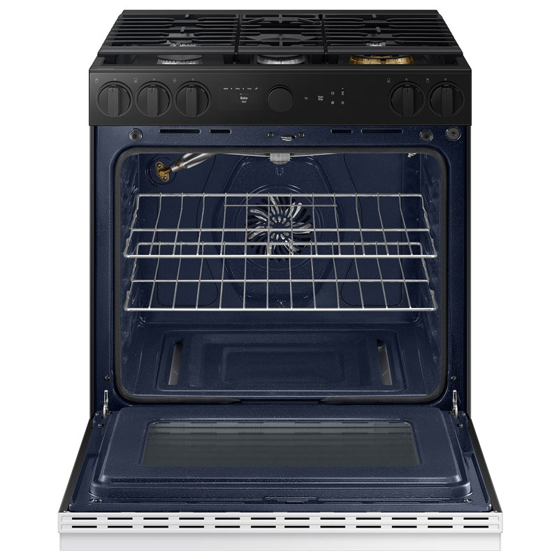 Samsung Bespoke Smart Slide-In Gas Range 6.0 cu. ft. with Smart Oven Camera, White Glass
