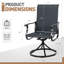 Ensemble de salle à manger de patio pour 4 personnes avec table de salle à manger carrée en métal et chaises berçantes pivotantes (noir et gris)-558639512