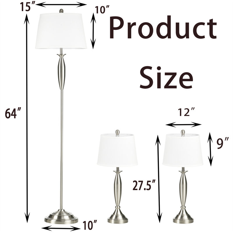 Ensemble de lampes sur pied traditionnelles 64 po Sungu