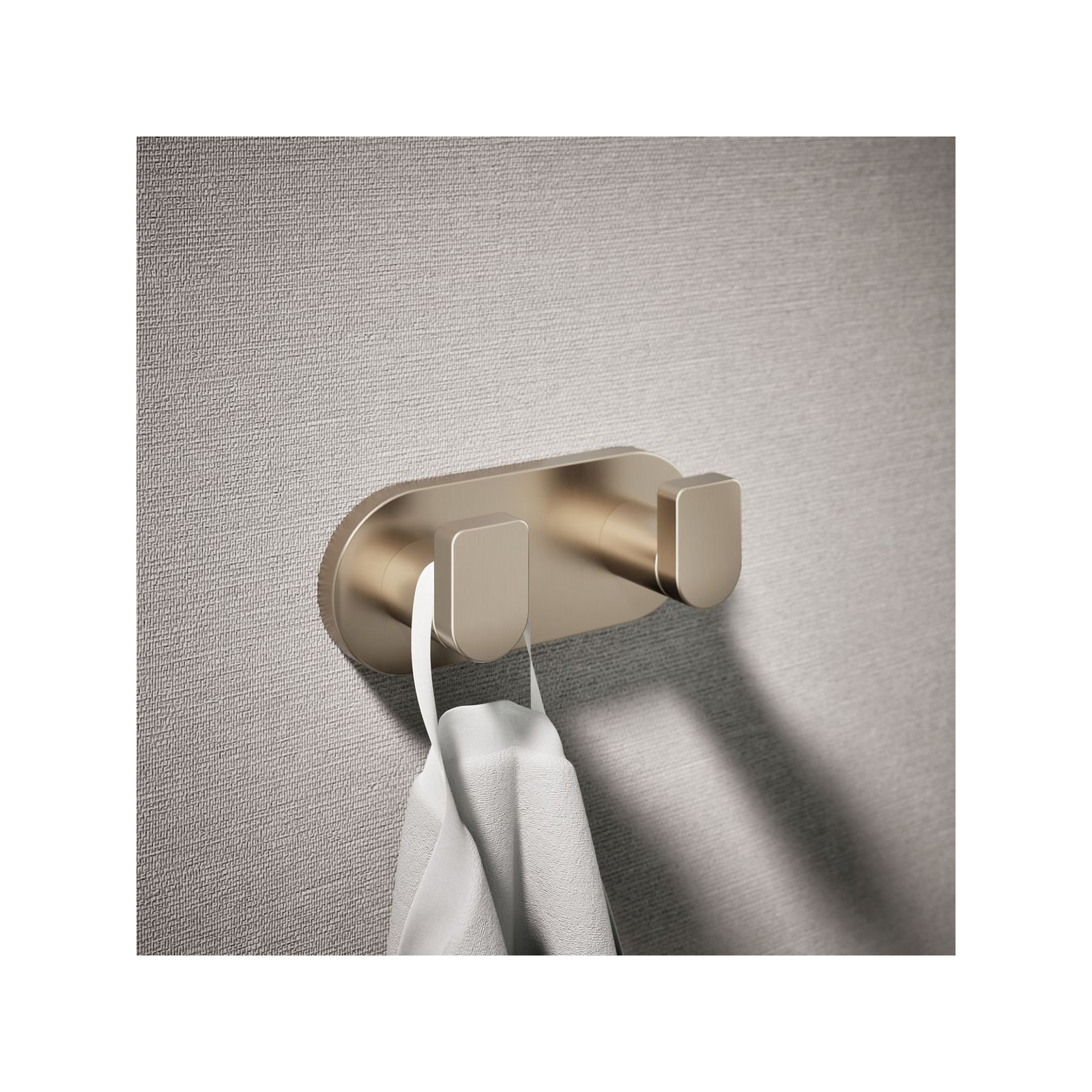 Composed Wall Mounted Double Robe Hook, Rose Gold