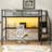 Full-Size Metal Loft Bed with Desk, Storage Staircase, Built-in Wardrobe, and Adjustable LED Lighting
