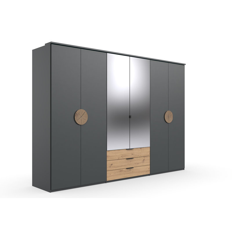Ambika 6 Door Manufactured Wood Wardrobe, Matte Black