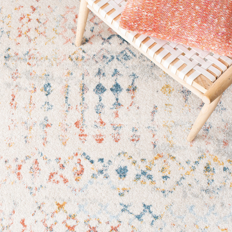 Tapis ivoire / rose Sachiko Southwestern, Rectangle 9 pi x 12 pi