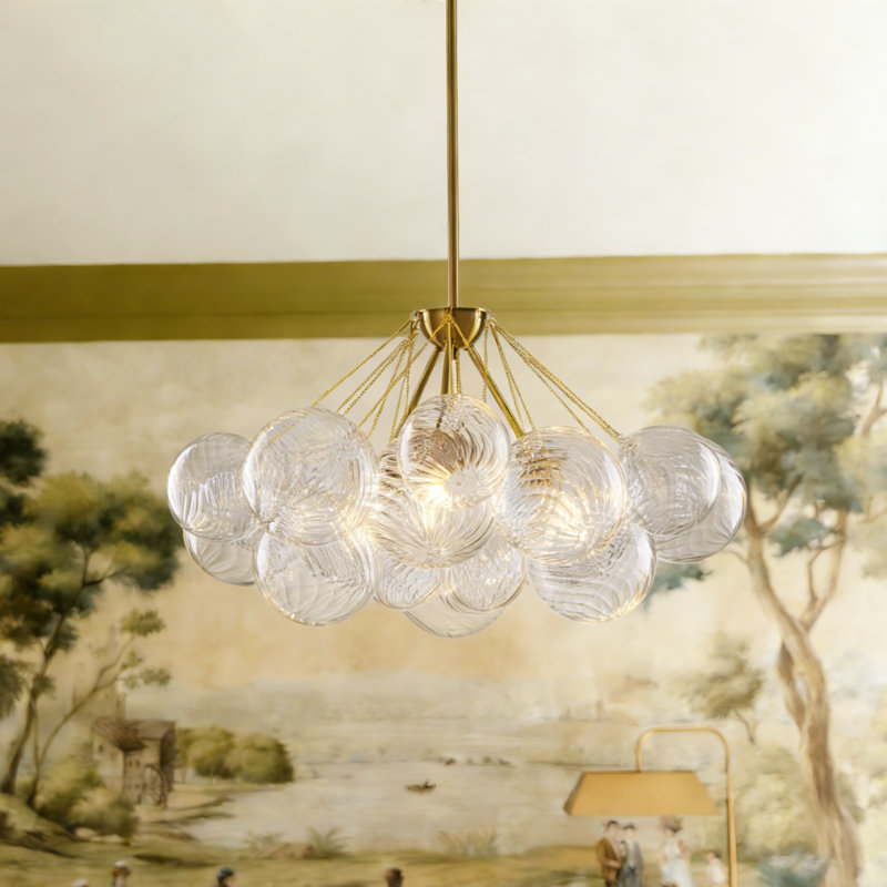3 - Light Dimmable Glass Bubble Chandeliers