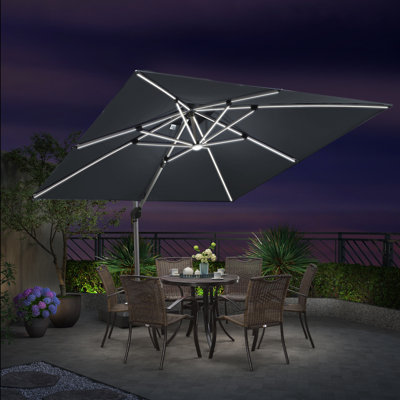 3m Lighted Square Cantilever Parasol With Base