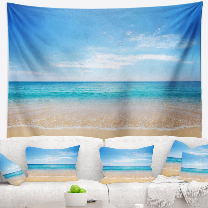 Tapisserie bleu ciel large de mer, H 32 po x l 39 po