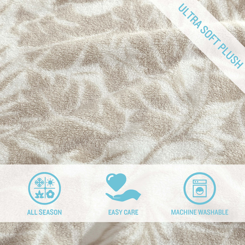 Wallpaper Leaves Throw Blanket, Costa Blanca Beige