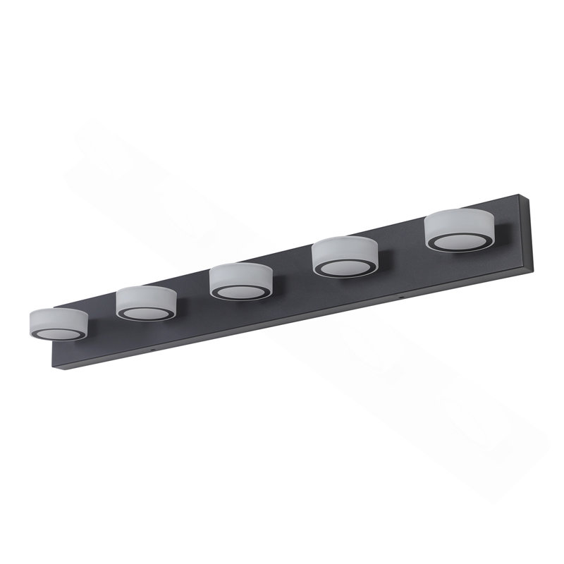 Luminaire de salle de bain 37 po à 5 lumières DEL moderne 37 po pour salle de bain, miroir et douche, Noir