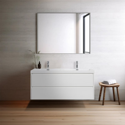 Matthais 120mm Double Bathroom Vanity with Drop In Resin Basin