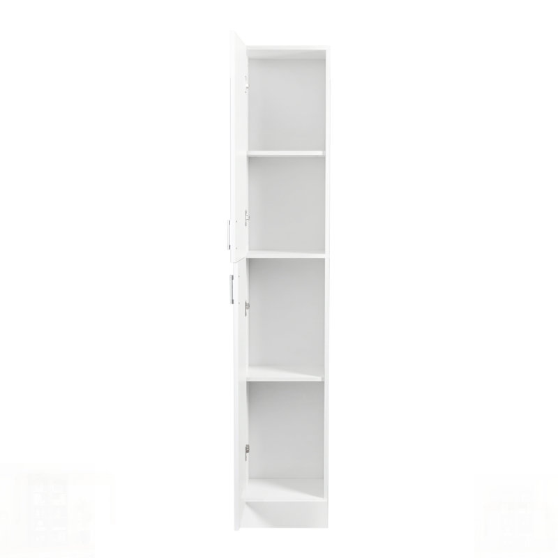Freestanding Cabinet with Inadjustable Shelves and Two Doors,  for Kitchen and Dining Room Storage, White