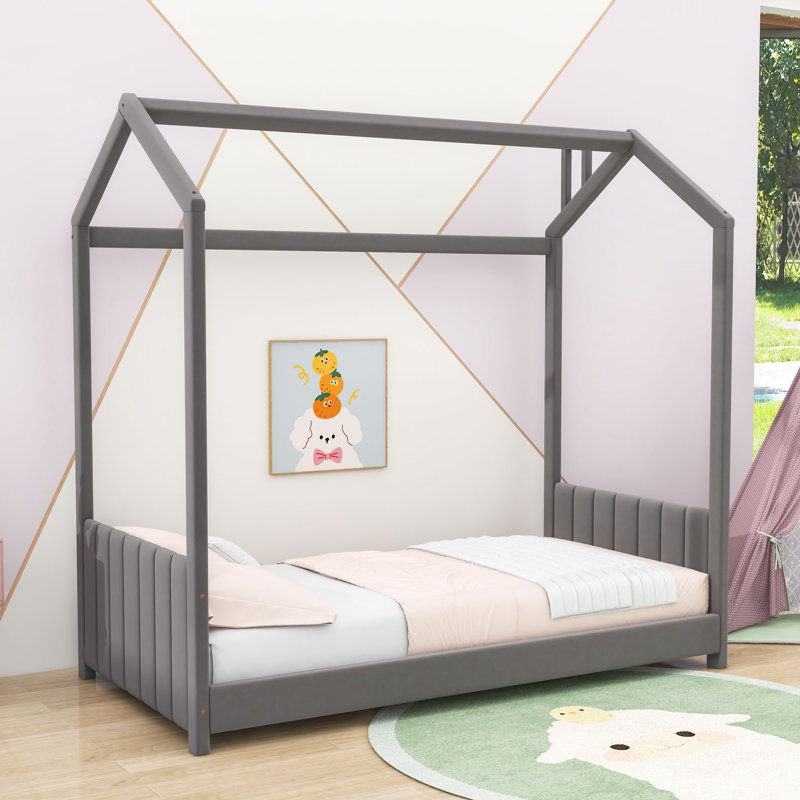 Lit en bois Molucca, gris, Simple